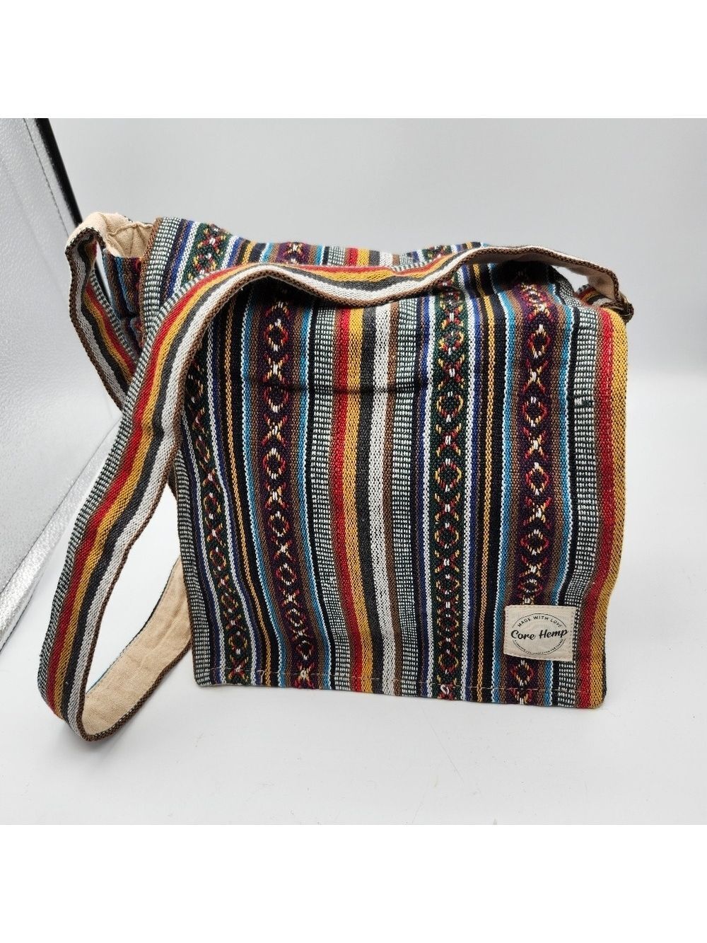 Core Hemp Coolorful Striped Crossbody Boho Gypsy Hippy Bag